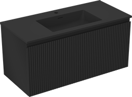 Mexen Rivel dulap baie 100 cm cu chiuvetă Otis, 1 sertar, cu reliefuri, negru mat - 91A20-10047-1-BF71-W18M71