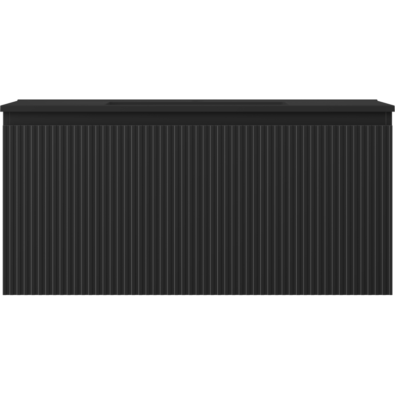 Mexen Rivel dulap baie 100 cm cu lavoar Otis, 1 sertar, cu caneluri, negru mat - 91A20-10047-1-BF71-W18M71