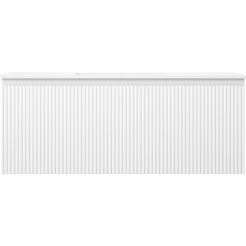 Mexen Rivel 120 cm-es fürdőszobai szekrény Otis mosdóval, 1 fiók, bordázott, fehér matt - 91A20-12047-1-BF01-W18M01