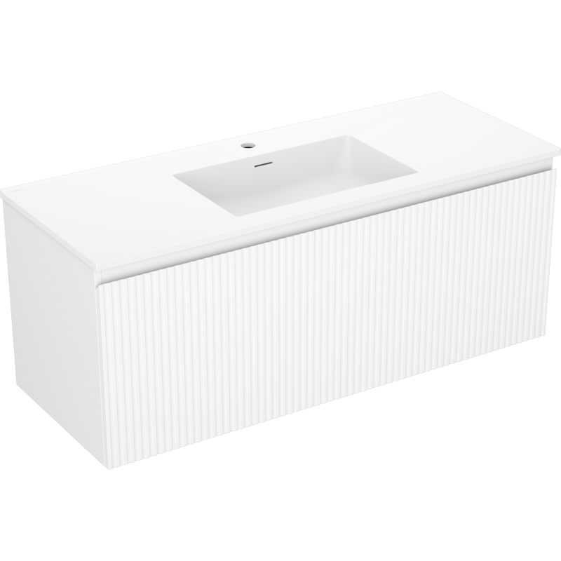Mexen Rivel dulap baie 120 cm cu chiuvetă Otis, 1 sertar, nervurat, alb mat - 91A20-12047-1-BF01-W18M01