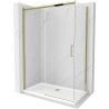 Mexen Omega 140 x 80 cm-es, áttetsző, arany tolóajtós zuhanykabin + Flat zuhanytálca - 825-140-080-50-00-4010