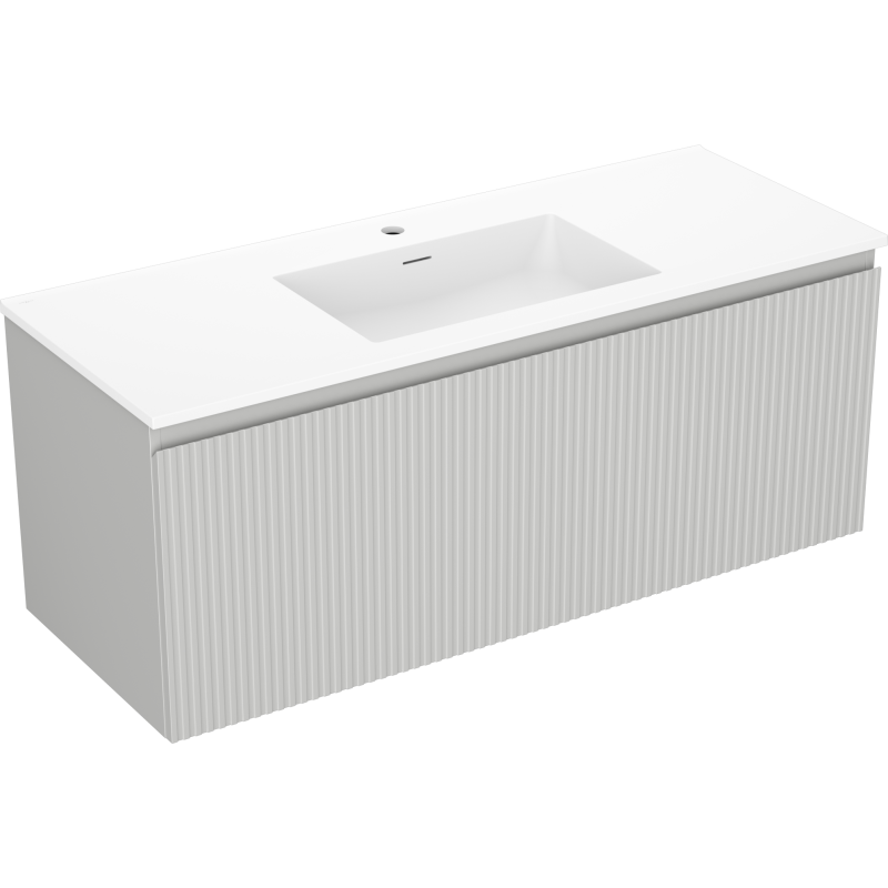 Mexen Rivel dulap de baie 120 cm cu lavoar Otis, 1 sertar, riflat, gri mat/alb mat - 91A20-12047-1-BF62-W18M01