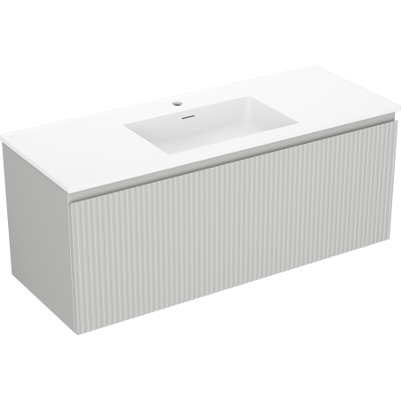 Mexen Rivel dulap de baie 120 cm cu lavoar Otis, 1 sertar, riflat, gri mat/alb mat - 91A20-12047-1-BF62-W18M01