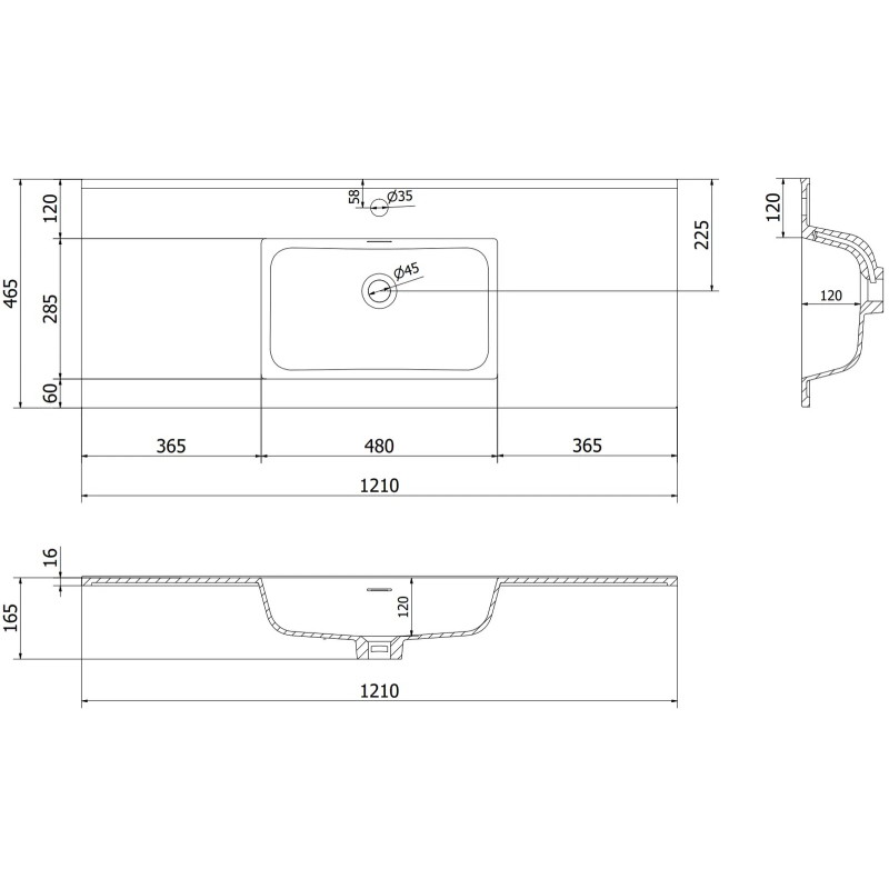 Mexen Rivel dulap baie 120 cm cu chiuvetă Otis, 1 sertar, canelat, gri mat/alb mat - 91A20-12047-1-BF62-W18M01