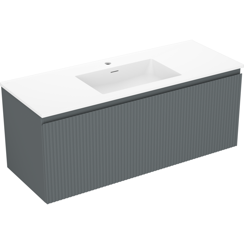 Mexen Rivel dulap baie 120 cm cu lavoar Otis, 1 sertar, caneluri, grafit mat/alb mat - 91A20-12047-1-BF66-W18M0