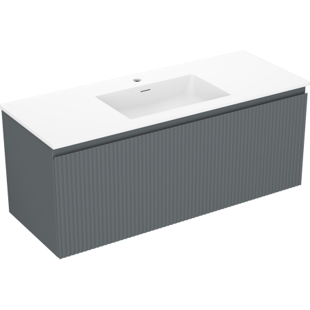 Mexen Rivel 120 cm-es fürdőszobai szekrény Otis mosdóval, 1 fiók, bordázott, grafit matt/fehér matt -