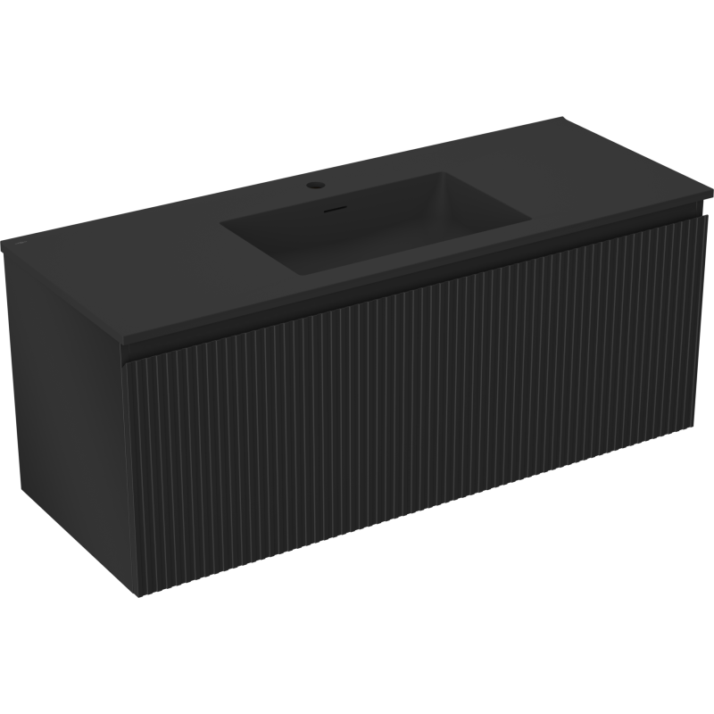 Mexen Rivel dulap baie 120 cm cu lavoar Otis, 1 sertar, frezat, negru mat - 91A20-12047-1-BF71-W18M71