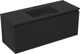 Mexen Rivel dulap baie 120 cm cu chiuvetă Otis, 1 sertar, striat, negru mat - 91A20-12047-1-BF71-W18M71