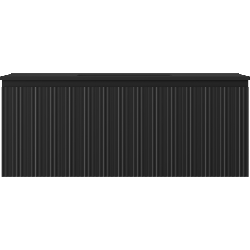 Mexen Rivel 120 cm-es fürdőszobaszekrény Otis mosdóval, 1 fiók, bordázott, fekete matt - 91A20-12047-1-BF71-W18M71