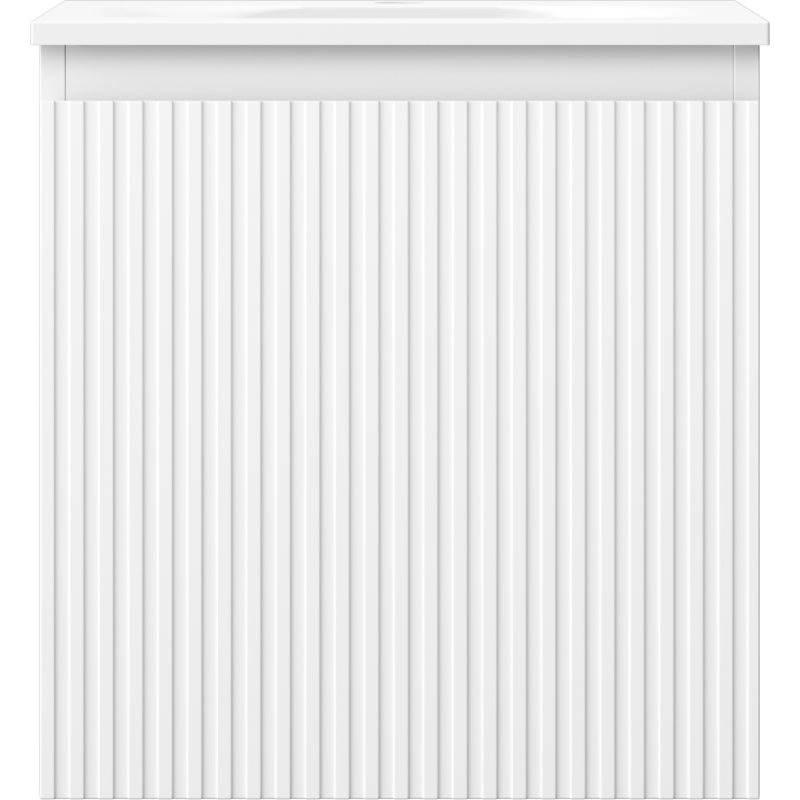 Mexen Rivel fürdőszobai szekrény 45 cm mosdóval Vela, 1 fiók, bordázott, fehér matt - 91A20-04547-1-BF01-W23M01