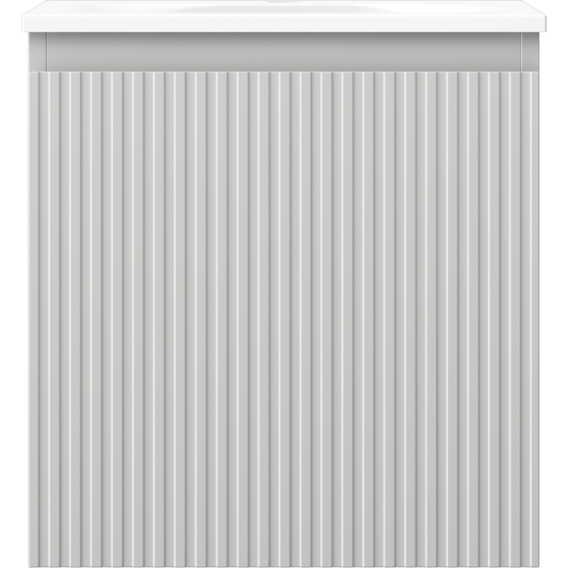 Mexen Rivel fürdőszobai szekrény 45 cm mosdóval Vela, 1 fiók, bordázott, szürke matt/fehér matt - 91A20-04547-1-BF62-W23M01