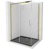 Mexen Omega cabina de duș glisantă 120 x 90 cm, transparentă, aurie + cadă Flat, neagră - 825-120-090-50-00-4070G
