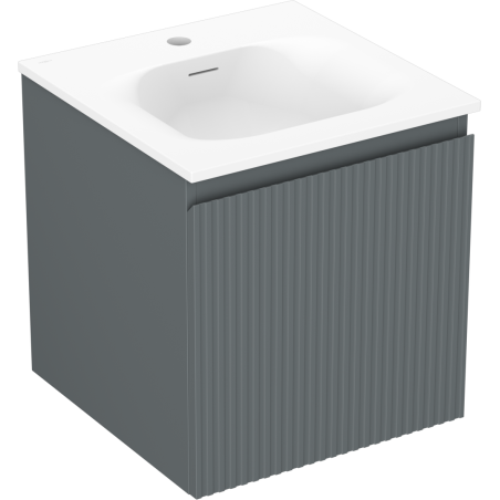Mexen Rivel fürdőszobai szekrény 45 cm-es Vela mosdóval, 1 fiók, bordázott, grafit matt/fehér matt - 91A20-04547-1-BF66-W23M01