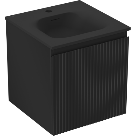 Mexen Rivel dulap baie 45 cm cu lavoar Vela, 1 sertar, fațetat, negru mat - 91A20-04547-1-BF71-W23M71