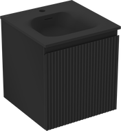 Mexen Rivel dulap baie 45 cm cu lavoar Vela, 1 sertar, fațetat, negru mat - 91A20-04547-1-BF71-W23M71