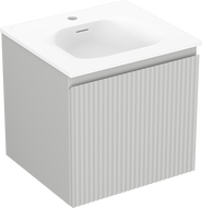 Mexen Rivel 50 cm-es fürdőszobai szekrény Vela mosdóval, 1 fiók, bordázott, szürke matt/fehér matt - 91A20-05047-1-BF62-W23M01
