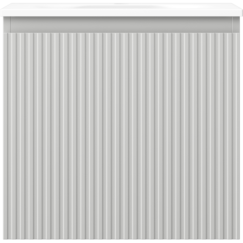 Mexen Rivel 50 cm-es fürdőszobai szekrény Vela mosdóval, 1 fiók, bordázott, szürke matt/fehér matt - 91A20-05047-1-BF62-W23M01