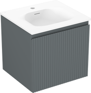 Mexen Rivel 50 cm-es fürdőszobai szekrény Vela mosdóval, 1 fiók, bordázott, grafit matt/fehér matt - 91A20-05047-1-BF66-W23M01