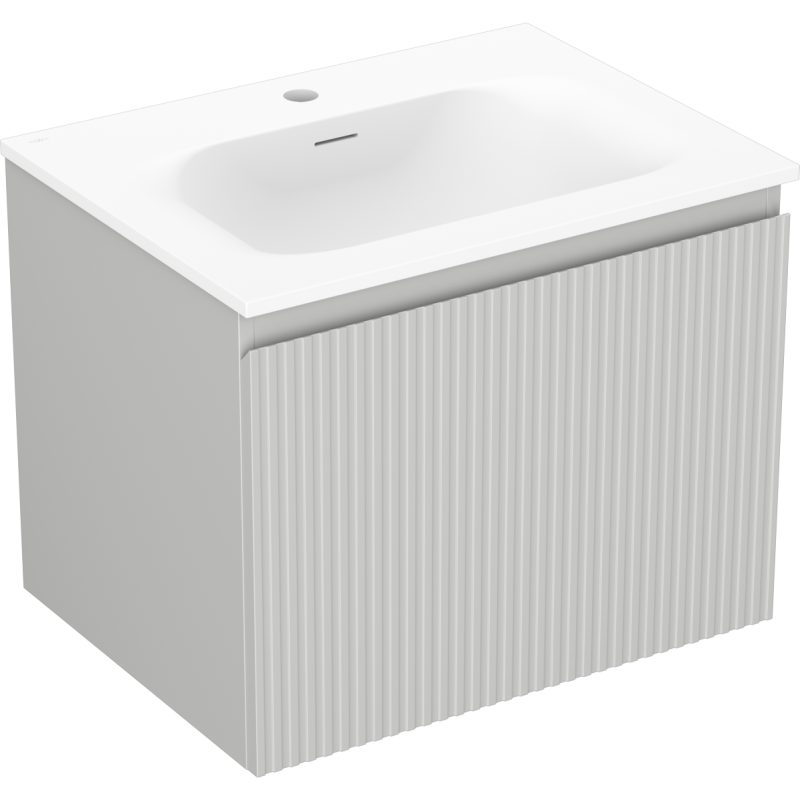 Mexen Rivel dulap de baie 60 cm cu chiuvetă Vela, 1 sertar, riflat, gri mat/alb mat - 91A20-06047-1-BF62-W23M01