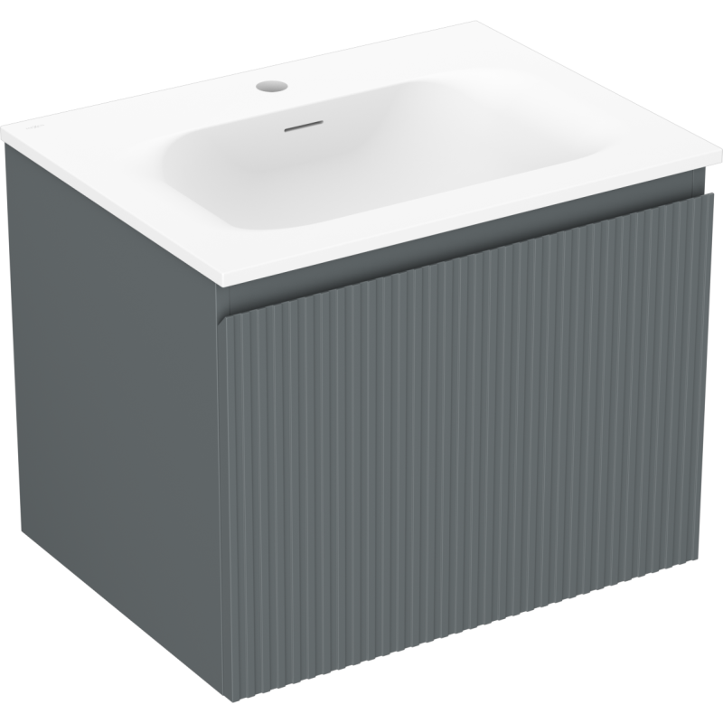 Mexen Rivel 60 cm-es fürdőszobai szekrény Velával, 1 fiók, bordázott, grafit matt/fehér matt - 91A20-06047-1-BF66-W23M01