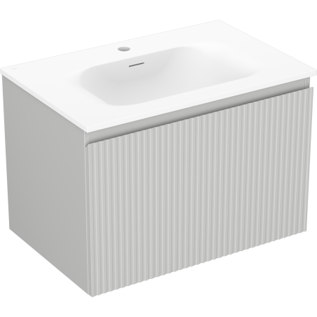 Mexen Rivel 70 cm-es fürdőszobaszekrény Vela mosdóval, 1 fiók, bordázott, szürke matt/fehér matt - 91A20-07047-1-BF62-W23M01