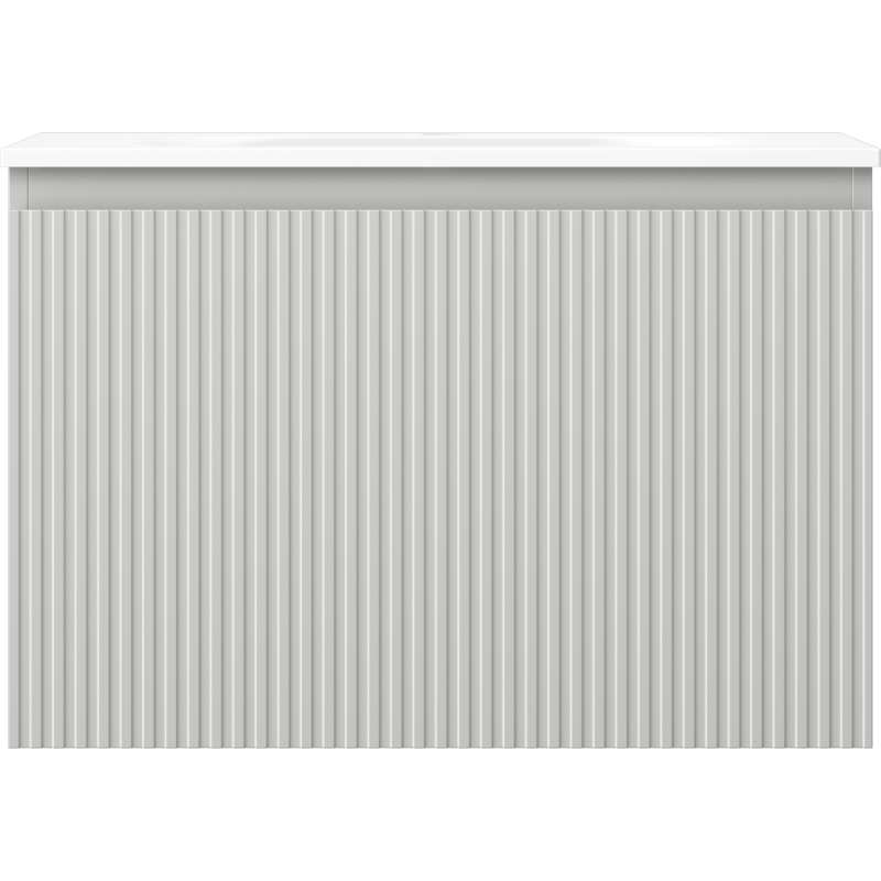 Mexen Rivel 70 cm-es fürdőszobaszekrény Vela mosdóval, 1 fiók, bordázott, szürke matt/fehér matt - 91A20-07047-1-BF62-W23M01