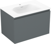Mexen Rivel fürdőszobaszekrény 70 cm Vela mosdóval, 1 fiók, bordázott, grafit matt/fehér matt - 91A20-07047-1-BF66-W23M01