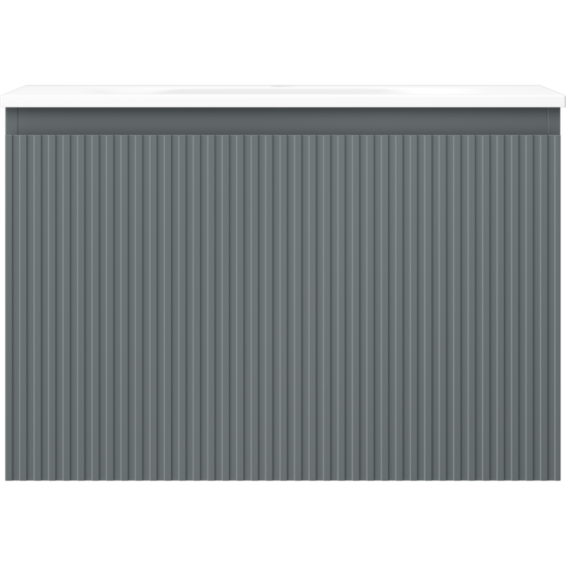 Mexen Rivel fürdőszobaszekrény 70 cm Vela mosdóval, 1 fiók, bordázott, grafit matt/fehér matt - 91A20-07047-1-BF66-W23M01