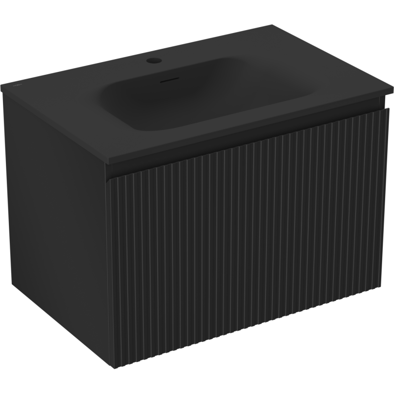 Mexen Rivel dulap de baie 70 cm cu lavoar Vela, 1 sertar, canelat, negru mat - 91A20-07047-1-BF71-W23M71