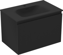 Mexen Rivel dulap de baie 70 cm cu lavoar Vela, 1 sertar, canelat, negru mat - 91A20-07047-1-BF71-W23M71