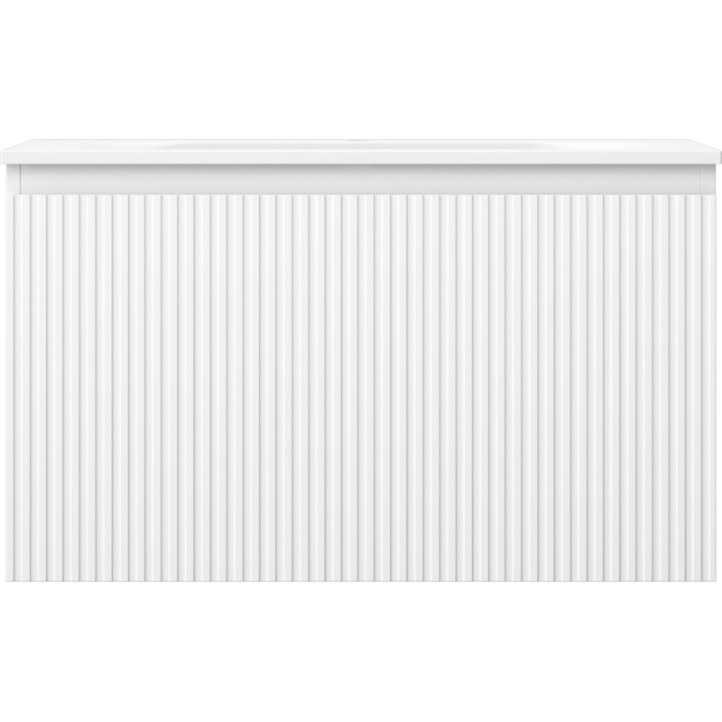 Mexen Rivel dulap baie 80 cm cu lavoar Vela, 1 sertar, cu caneluri, alb mat - 91A20-08047-1-BF01-W23M01