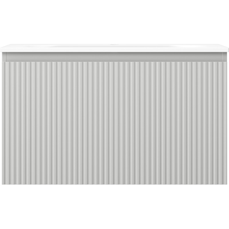 Mexen Rivel dulap baie 80 cm cu lavoar Vela, 1 sertar, cu caneluri, gri mat/alb mat - 91A20-08047-1-BF62-W23M01