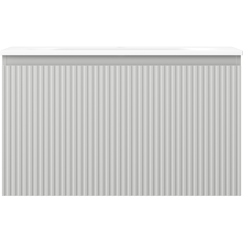 Mexen Rivel fürdőszobai szekrény 80 cm mosdóval Vela, 1 fiók, bordázott, szürke matt/fehér matt - 91A20-08047-1-BF62-W23M01