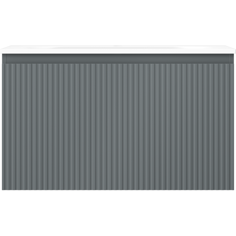 Mexen Rivel dulap baie 80 cm cu chiuvetă Vela, 1 sertar, canelat, grafit mat/alb mat - 91A20-08047-1-BF66-W23M01