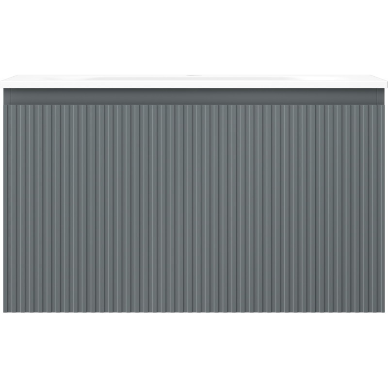 Mexen Rivel dulap baie 80 cm cu lavoar Vela, 1 sertar, canelat, grafit mat/alb mat - 91A20-08047-1-BF66-W23M01