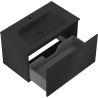 Dulap baie Mexen Rivel 80 cm cu lavoar Vela, 1 sertar, cu caneluri, negru mat - 91A20-08047-1-BF71-W23M71
