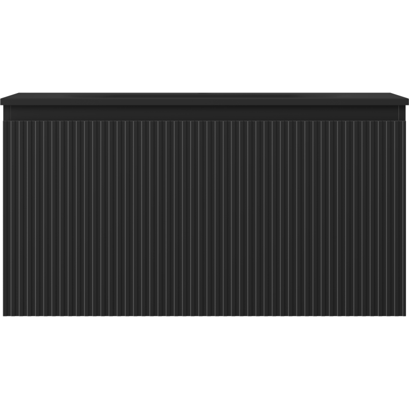 Mexen Rivel dulap baie 90 cm cu chiuvetă Vela, 1 sertar, cu caneluri, negru mat - 91A20-09047-1-BF71-W23M71