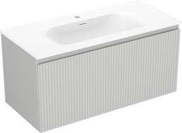 Mexen Rivel dulap baie 100 cm cu lavoar Vela, 1 sertar, canelat, gri mat/alb mat - 91A20-10047-1-BF62-W23M01