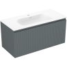 Mexen Rivel 100 cm-es Vela fürdőszobai szekrény mosdókagylóval, 1 fiók, bordázott, grafit matt/fehér matt