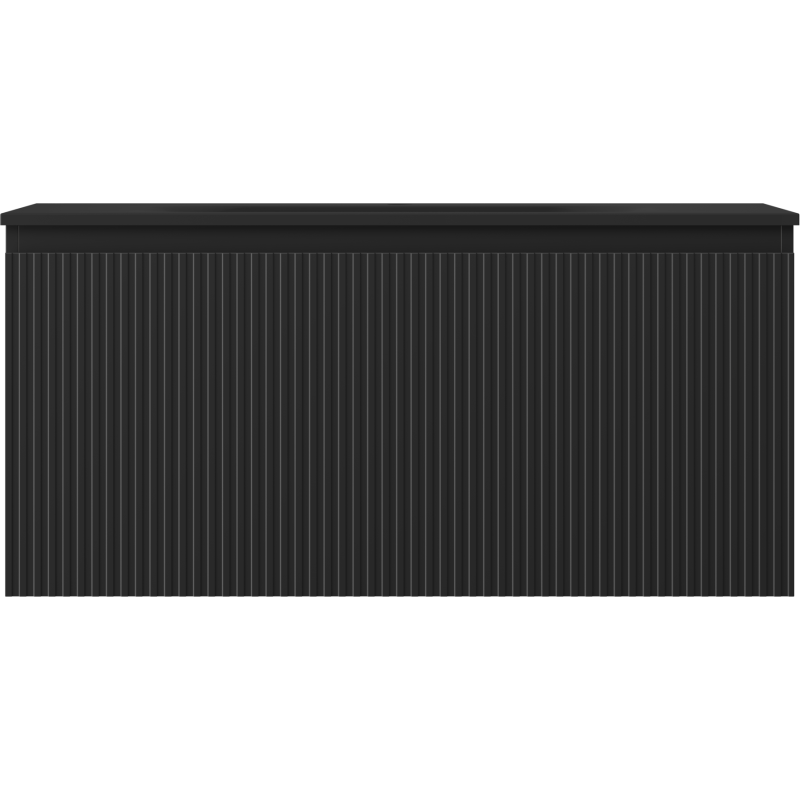 Mexen Rivel 100 cm-es fürdőszobai szekrény Vela mosdóval, 1 fiók, bordázott, fekete matt - 91A20-10047-1-BF71-W23M71