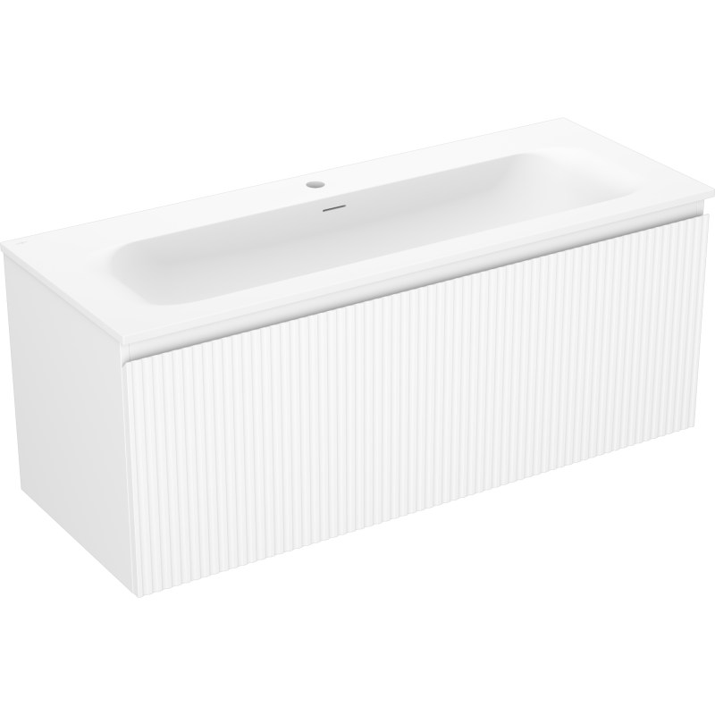 Mexen Rivel dulap de baie 120 cm cu lavoar Vela, 1 sertar, cu caneluri, alb mat - 91A20-12047-1-BF01-W23M01