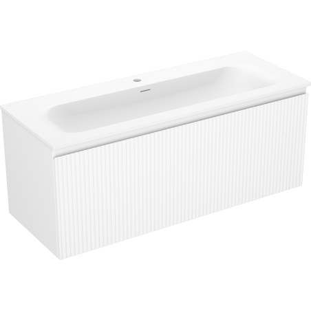 Mexen Rivel dulap de baie 120 cm cu lavoar Vela, 1 sertar, cu caneluri, alb mat - 91A20-12047-1-BF01-W23M01