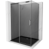 Mexen Omega cabina de duș glisantă 100 x 80 cm, grafit, crom + cadă de duș Flat, negru - 825-100-080-01-40-4070