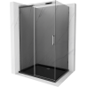 Mexen Omega tolóajtós zuhanykabin 100 x 80 cm, grafit, króm + Flat zuhanytálca, fekete - 825-100-080-01-40-4070