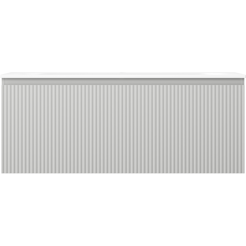 Mexen Rivel 120 cm-es fürdőszobaszekrény Vela mosdóval, 1 fiók, bordázott, szürke matt/fehér matt - 91A20-12047-1-BF62-W23M01