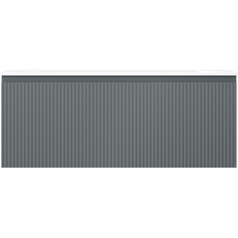 Mexen Rivel Vela 120 cm-es fürdőszobai szekrény mosdóval, 1 fiókos, bordázott, matt grafit/fehér matt -