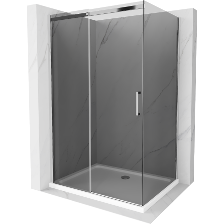 Mexen Omega etnevezdto fülke eltolható 100 x 70 cm, grafit, króm + Flat tálca, fehér - 825-100-070-01-40-4010