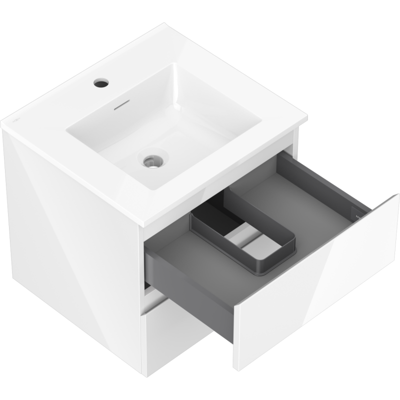 Mexen Orio dulap baie 50 cm cu lavoar Otis, 2 sertare, alb lucios - 91A10-05047-2-BFF00-W18M00