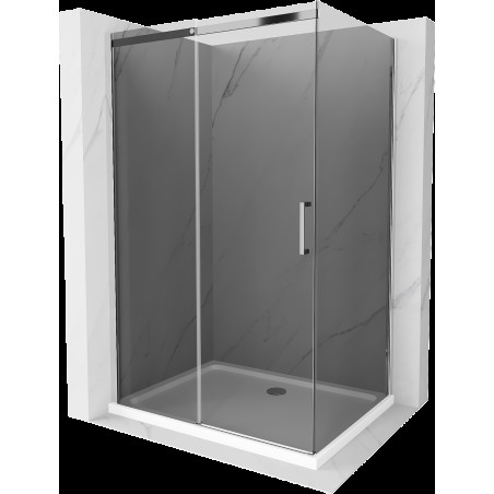 Mexen Omega cabină de duș extensibilă 100 x 90 cm, Grafit, Crom + cadă de duș Flat, Albă - 825-100-090-01-40-4010