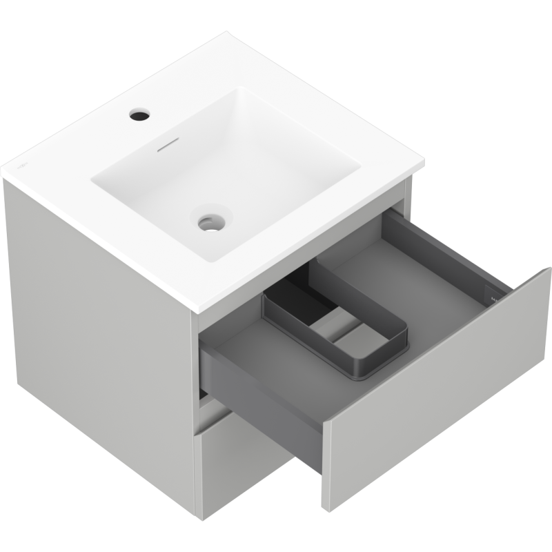 Mexen Orio dulap baie 50 cm cu chiuvetă Otis, 2 sertare, gri mat/alb mat - 91A10-05047-2-BFF62-W18M01